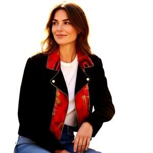 City Girl Small Black Red Women's Blazer Jacket Suit Coat Petite S SP PS 4P 6P